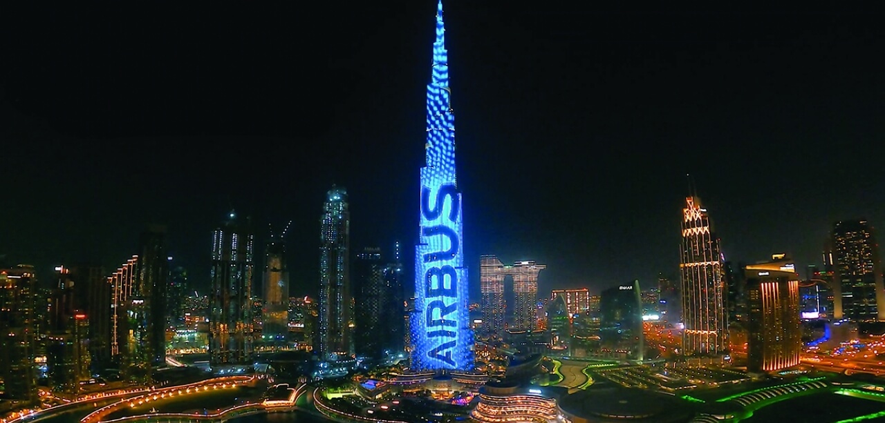 Airbus lights up the Burj Khalifa in Dubai with this incredible digital out of home execution.