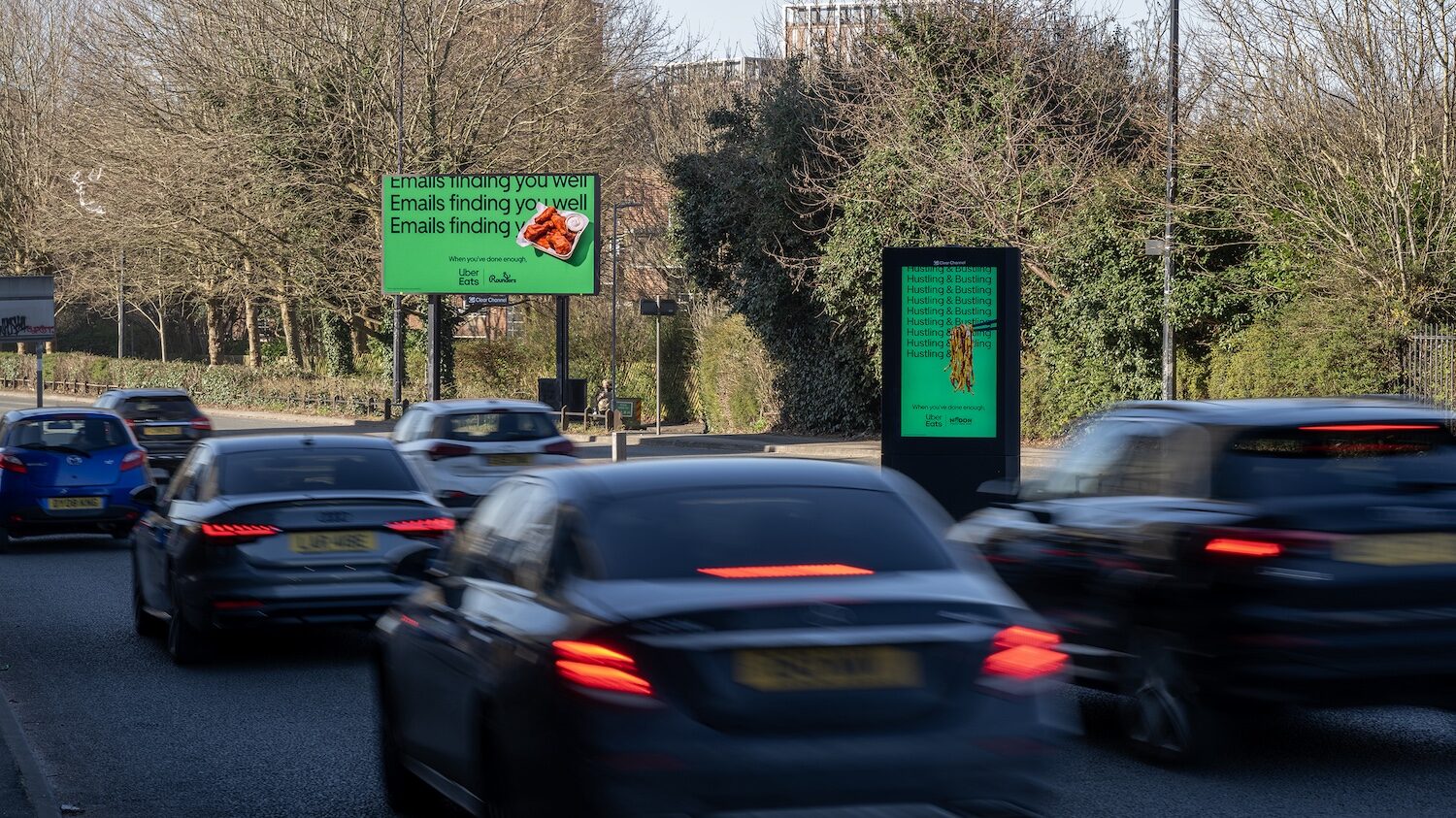 2900, Uber Eats Brand Q1 March, CC, D48s and D6s Trinity Way. Manchester March 25. View2Fill