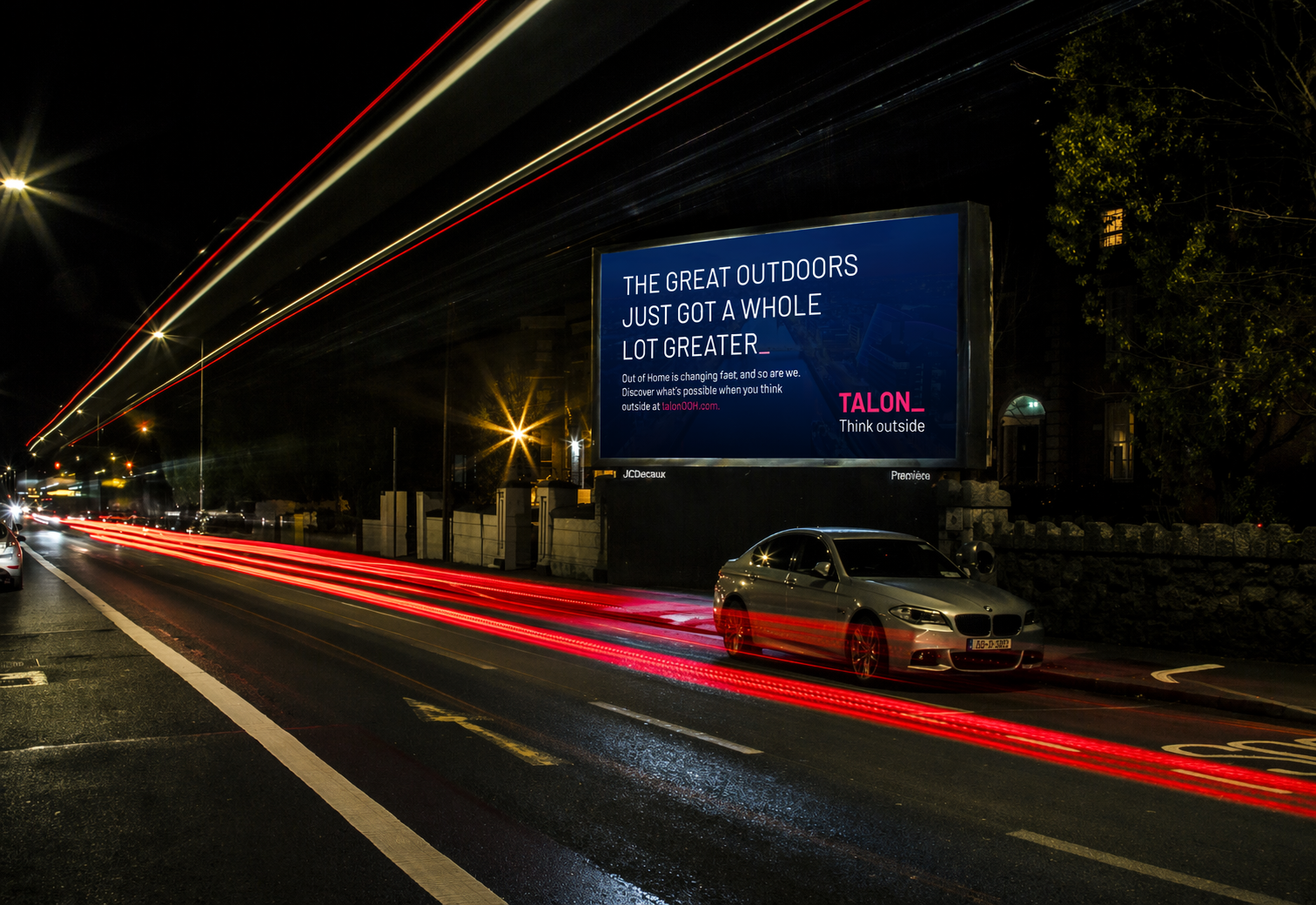 Landscape Billboard at Night with a Talon Branding Ad